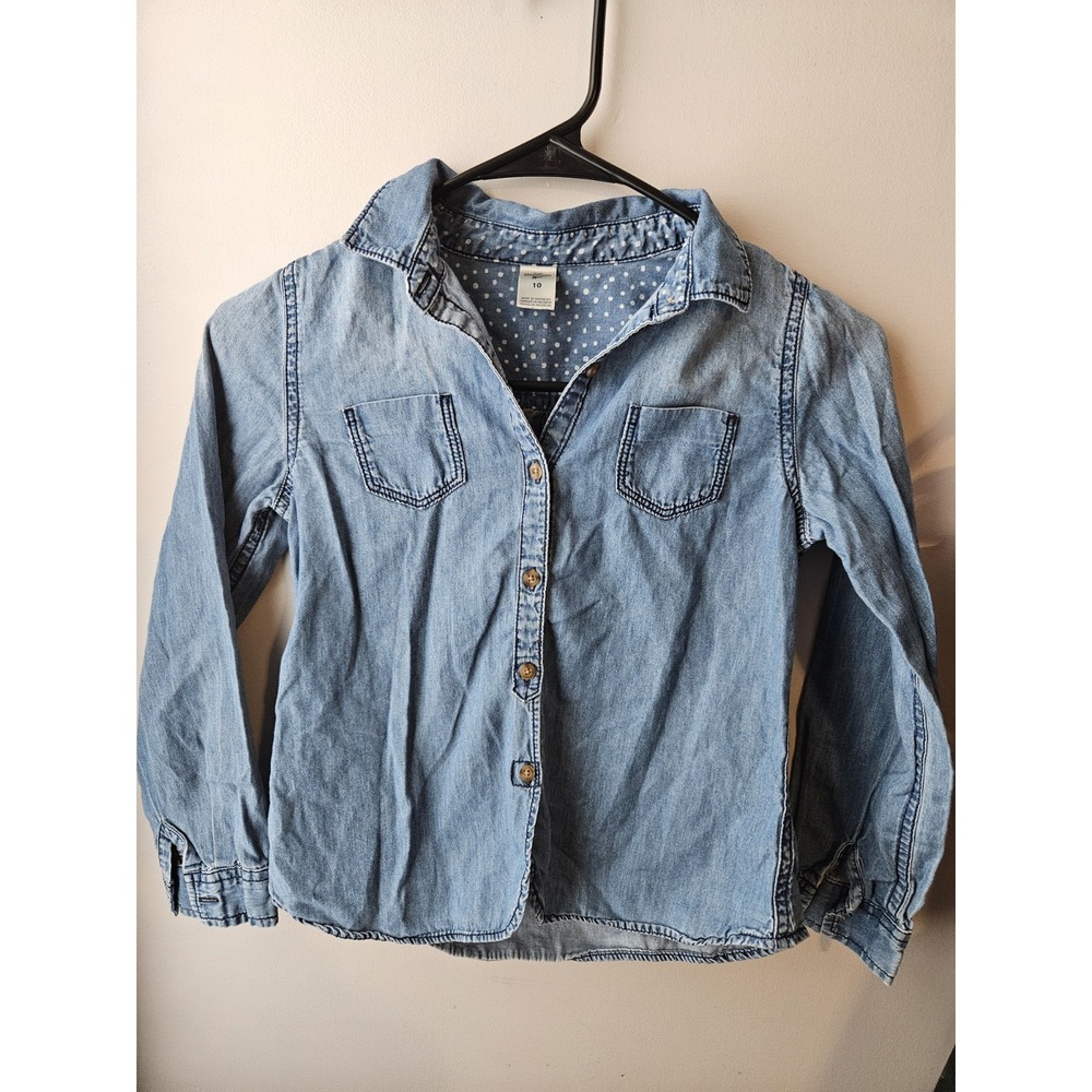 Osh Kosh B'Gosh Girls‎ Denim Wash Button Up Long Sleeve Sz 10